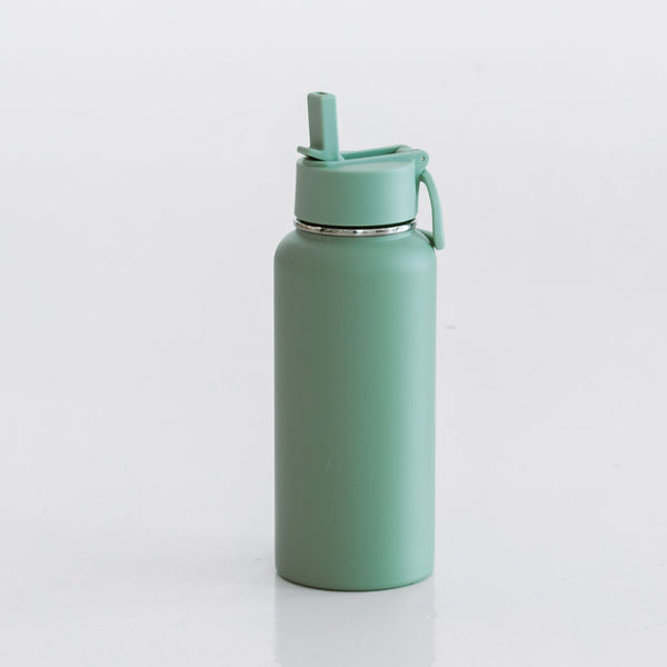 Sage Green Stainless Steel Drink Bottle - Front View | Your Reformer