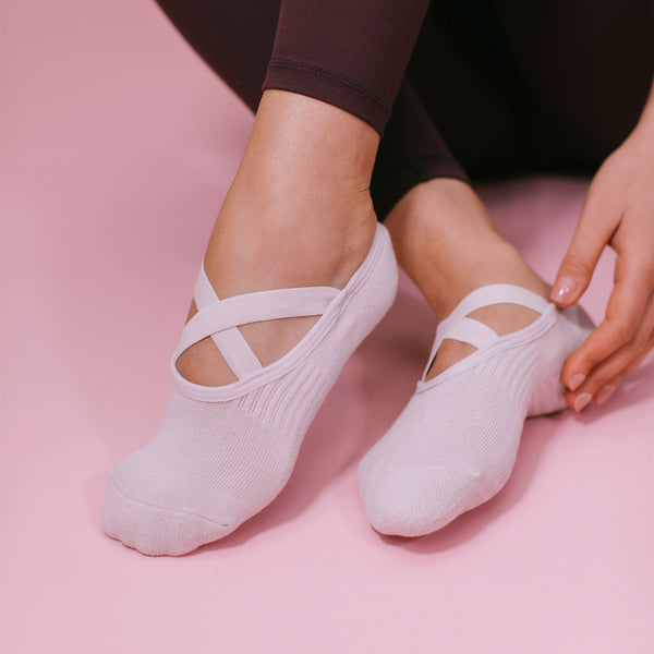 Soft Grey Ballet Grip Socks - On Model Lifestyle | Your Reformer