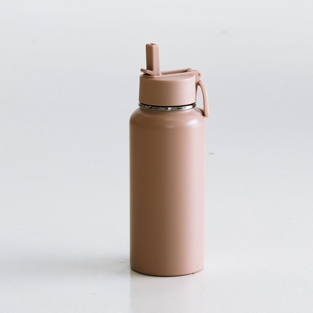 Mocha Brown Stainless Steel Drink Bottle - Front View | Your Reformer