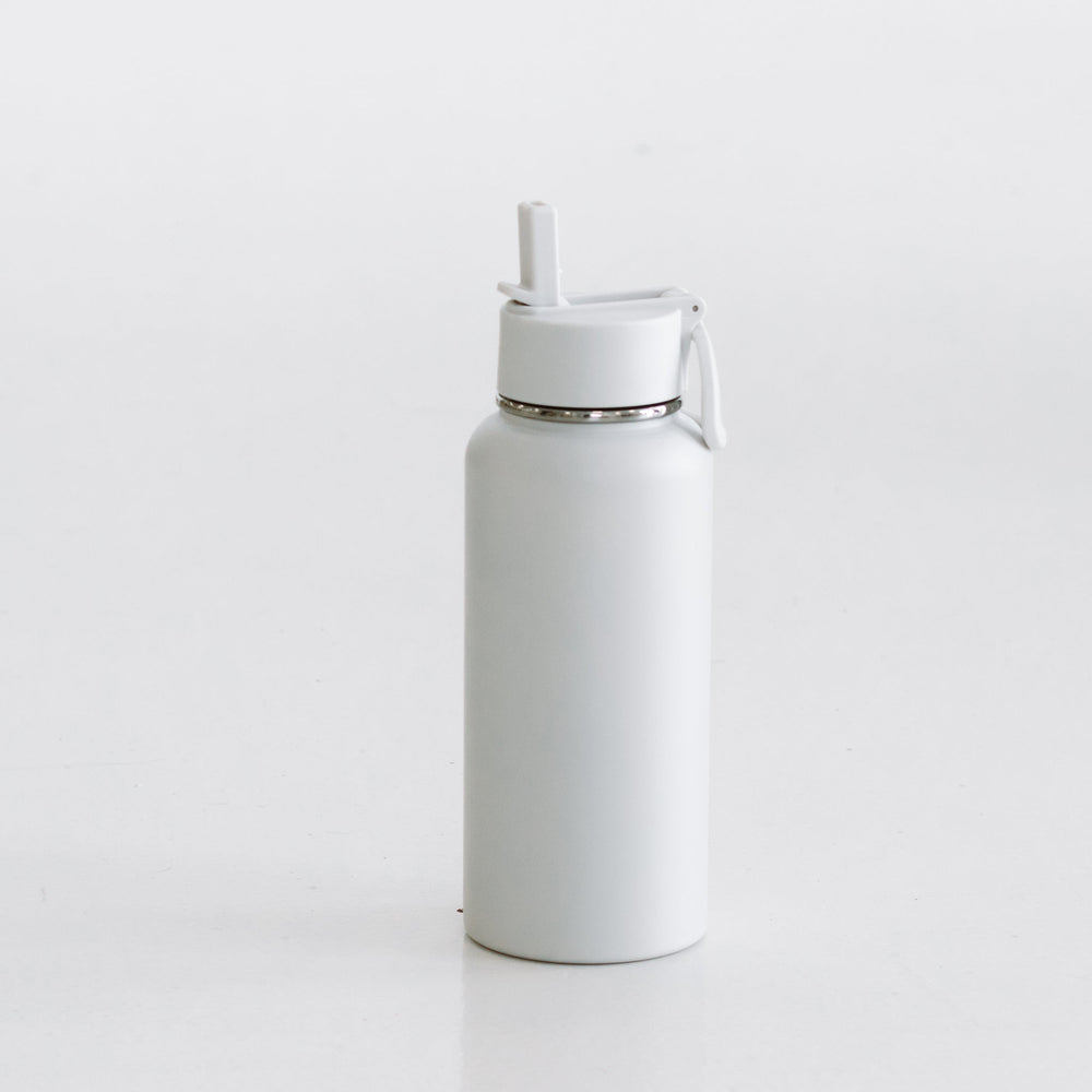 Vanilla White Stainless Steel Drink Bottle - Front View | Your Reformer