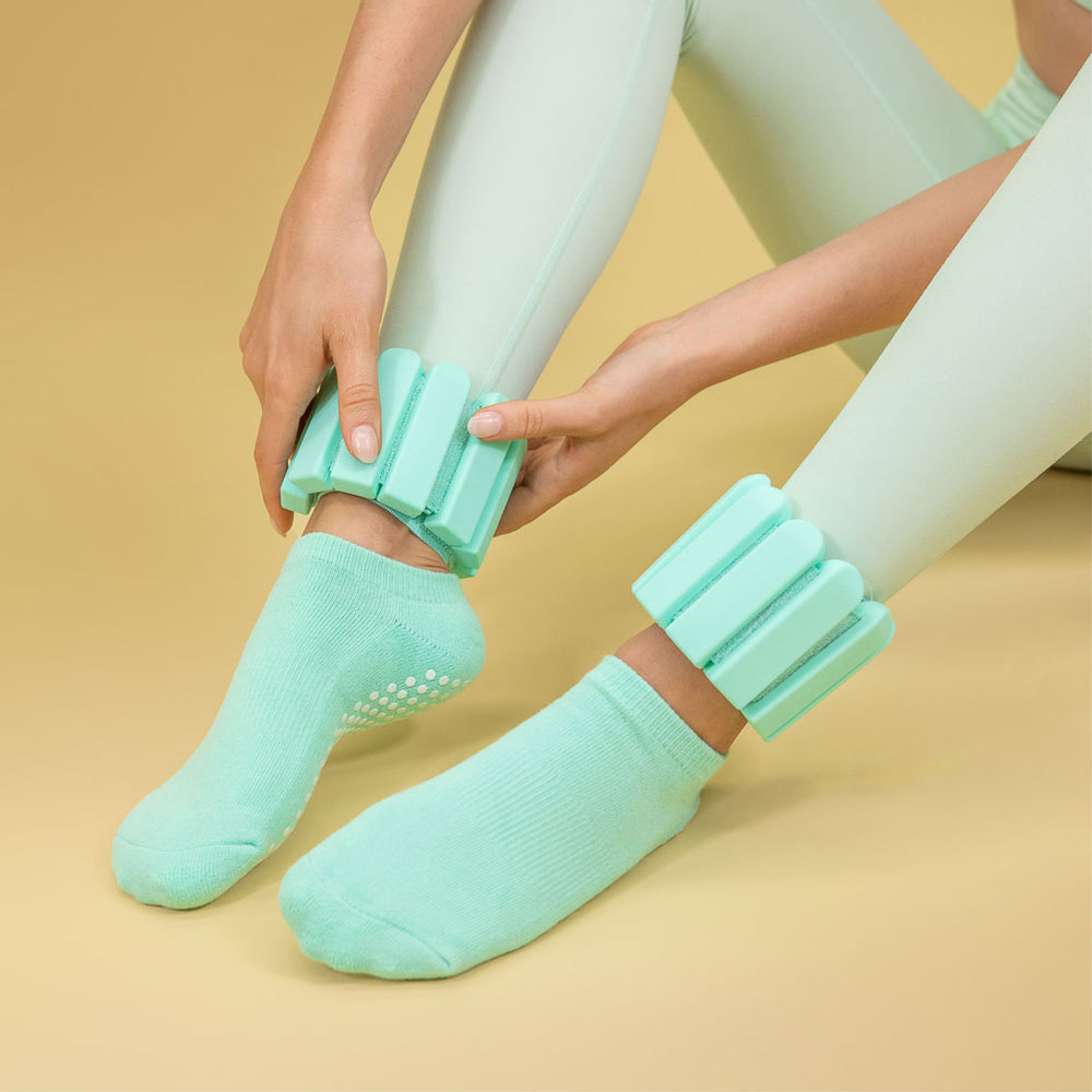 Seafoam Green Curved Weighted Bands - Ankle Styling | Your Reformer