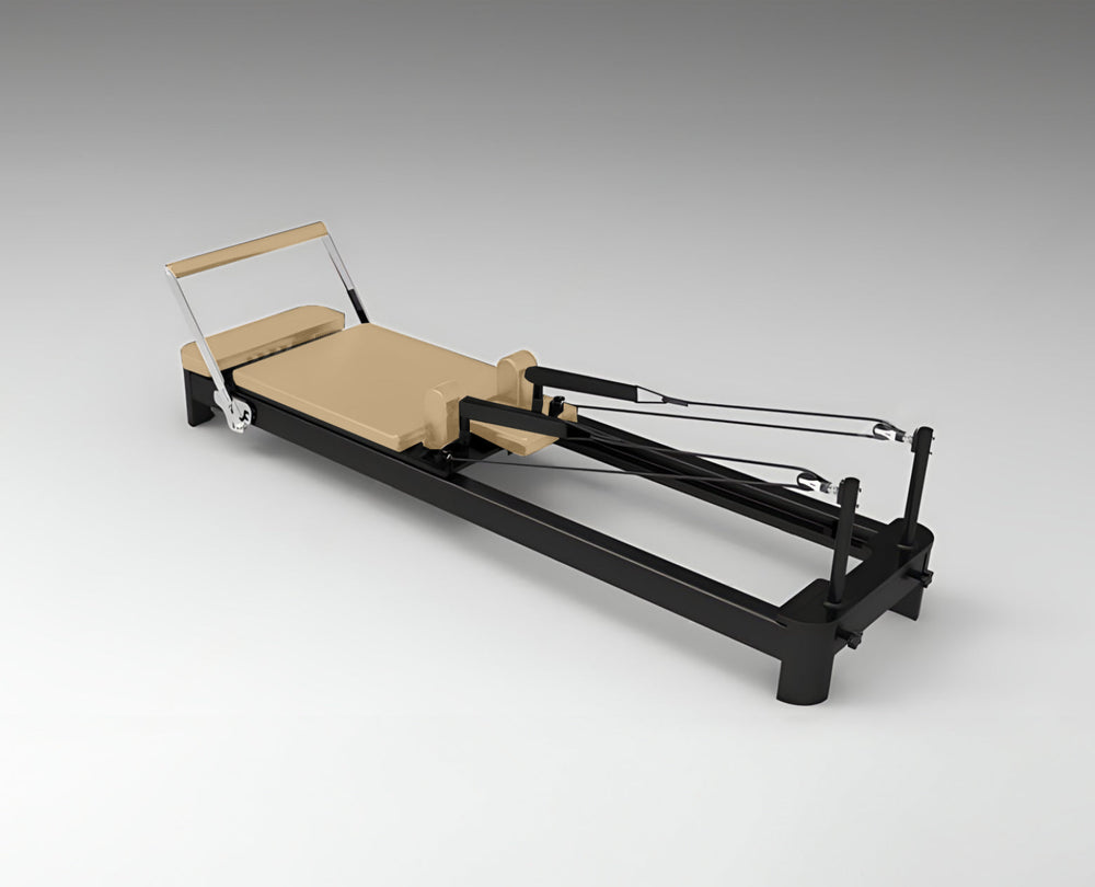 Black YR Envy Reformer with Black Frame - Side View | Your Reformer