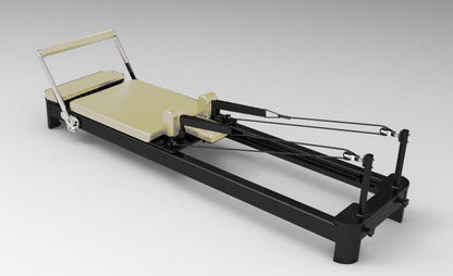 Beige YR Envy Reformer with Black Frame - Side Profile | Your Reformer