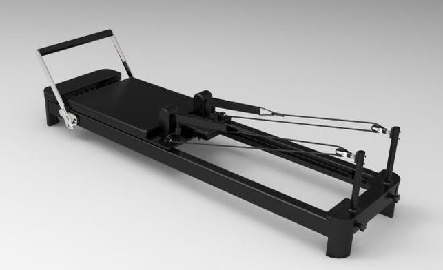 Black YR Envy Reformer with Black Frame - Side View | Your Reformer