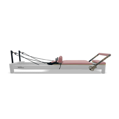 Blush Pink YR Envy Reformer with White Frame - Side Profile | Your Reformer